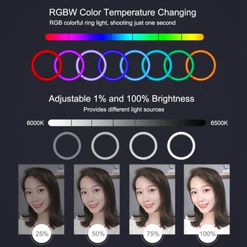 RGB Stmievateľné LED Selfie Krúžok Svetlo s Statív Stojí 11inch make-up Lampa & Selfie Telefón klip pre Živé Foto Štúdio Fotoaparát Vide