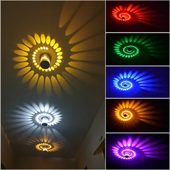 RGB Špirála Otvor LED Stenu Svetelný Efekt Nástenné Svietidlo S Diaľkovým ovládačom Farebné Wandlamp Pre Strany, Lobby Bar KTV Domáce Dekorácie