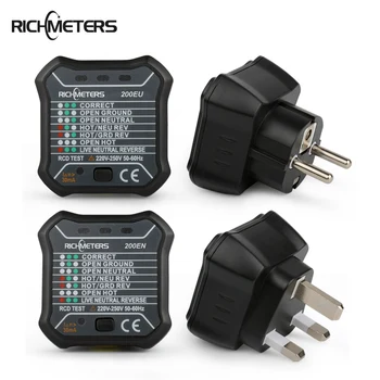 RICHMETERS Napätie Test voltmeter zásuvky tester nabíjačku detektor 220V~250V s RCD GFCI test