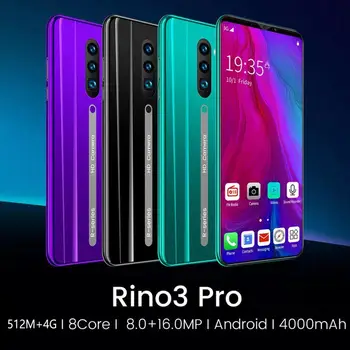 Rino3 Pro 5.8 Palcový Displej Telefónu Android Fialová Kvapka Vody Obrazovke Smartphonu Farbou Mobilný Telefón Cool Tvar Módne dropship