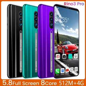 Rino3 Pro 5.8 Palcový Displej Telefónu Android Fialová Kvapka Vody Obrazovke Smartphonu Farbou Mobilný Telefón Cool Tvar Módne dropship