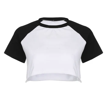 Rockmore Bavlna Čierne tričko Ženy Krátky Rukáv Bežné Tlačené kórejský Tshirts Žena Harajuku Dámske Plodín Topy Tees Lete