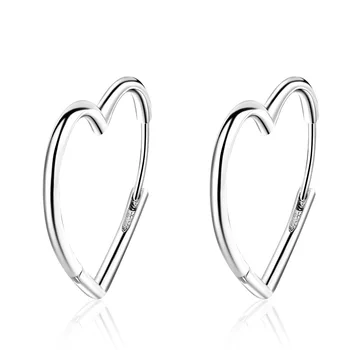Romantická Láska Srdce Jednoduchý Dizajn 925 Sterling Silver Dámy Stud Náušnice Podpora Šperky Pre Ženy Valentína Darček