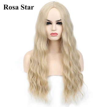 Rosa Star Dlho 613 Blond Vlnité Vlasy, Syntetické Parochne Pre Ženy S Stredná Časť Žiaruvzdorné Cosplay Denne Strany Parochne