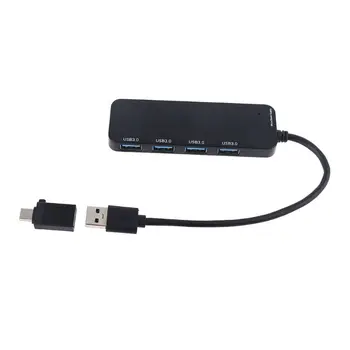 ROZBOČOVAČ USB 3.0, 4 Porty USB 2.0 Dokovacej Stanice Vonkajšieho Splitter s Micro USB Nabíjací Port Typu-C Konvertor