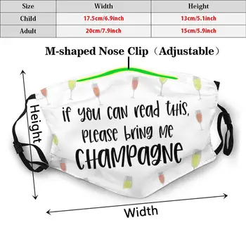 Roztomilý & Funny Šampanské Výstroj Zábavné Vytlačiť Opakovane Pm2.5 Filtra Masku Na Tvár Bublinky Šampanského Zábavné, Roztomilé Dámske Dámske Vtipné Zdravie