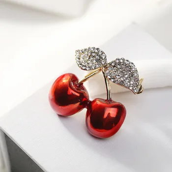 Roztomilý Cherry Brošňa Pin Jednoduché Malé Brošňa Darčeky Žena Crystal Šperky, Oblečenie, Doplnky