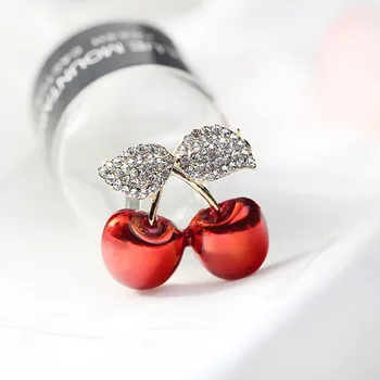 Roztomilý Cherry Brošňa Pin Jednoduché Malé Brošňa Darčeky Žena Crystal Šperky, Oblečenie, Doplnky