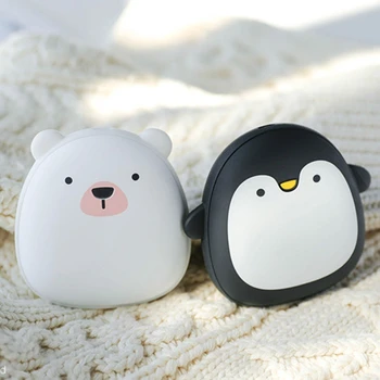 Roztomilý Kreslený Penguin Polar Bear Elektrické Ručné Ohrievačov USB Nabíjateľné Dvakrát Strane Vykurovania Vrecko Power Bank Teplejšie