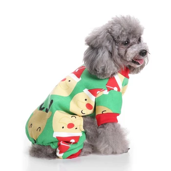 Roztomilý Kreslený Penguin Vianoce Pet Oblečenie pre Psa Pyžamo Mäkké Vianočný kostým Santa Claus Snowflake Sobov vzor psie oblečenie