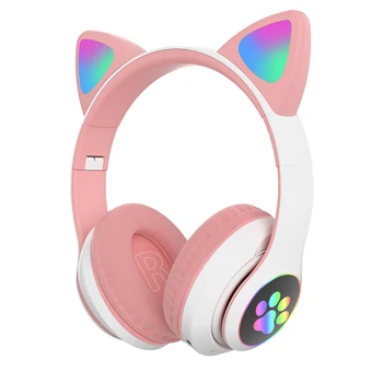 Roztomilý LED Mačka Ucho Bluetooth Bezdrôtové Slúchadlá Skladacia Mačka Ear Slúchadlá Gaming Headset Pre Hudbu Headset S Mikrofónom