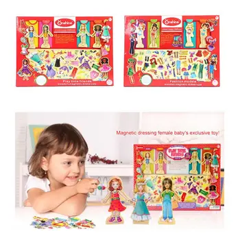 Roztomilý Magnetické Dievča, Zmena Oblečenie Hrať Drevené Puzzle Hračka Baby Skoré Vzdelávanie Vzdelávacie Drevené Hračky