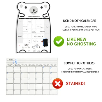 Roztomilý Medveď Magnetické Správu Tabuľa Office Pripomenúť Memo Pad Chladnička Magnet Do zoznamu Kalendár Mesačný Denný Plánovač s Marker
