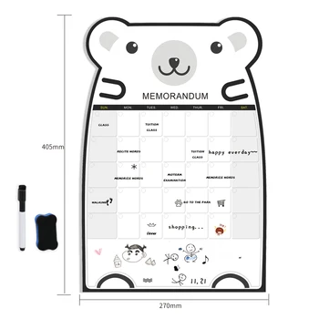 Roztomilý Medveď Magnetické Správu Tabuľa Office Pripomenúť Memo Pad Chladnička Magnet Do zoznamu Kalendár Mesačný Denný Plánovač s Marker