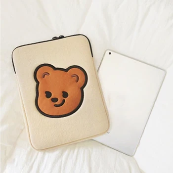 Roztomilý Medveď Výšivky Taška 11 13 15 Palcov pre Macbook Air Pro Notebook Taška Prípad Tabletu Ochranu Vyhovovali Apple Ipad Huawei Ipad 2021