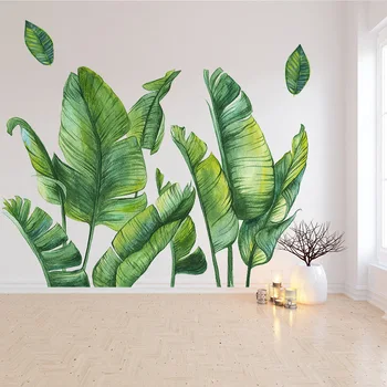 Ručne Maľované Zelený Banán Leaf Samolepky na Stenu pre Obývacia izba, Spálňa Stenu Decor Vinyl Rastliny Stenu nástenné Maľby Domáce Dekorácie