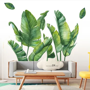 Ručne Maľované Zelený Banán Leaf Samolepky na Stenu pre Obývacia izba, Spálňa Stenu Decor Vinyl Rastliny Stenu nástenné Maľby Domáce Dekorácie