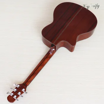 Ručne vyrobené 6 string akustická gitara s vysokým leskom 41 palcový pevný smrek top kvet hmatník s rad rohu abalone shell okraj