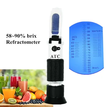 Ručné Brix Byť Voda 3 v 1 Medu Refraktometer 58~90% brix sirup pre kontrolu koncentrácie s ATC 30% OFF