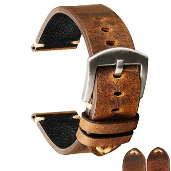 Ručné Crazy Horse Kožené Watchband, 18 19 20 21 22 MM Retro Prvá Vrstva Kožený Popruh, Vhodný pre Vojenské Hodinky