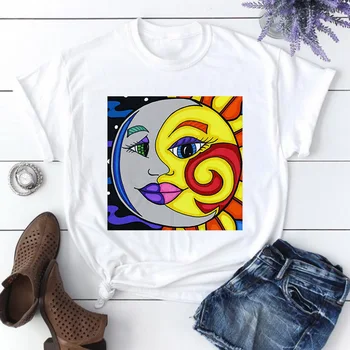 Ružová Ženy T-shirts Van Gogh Abstraktnej Maľbe 2020 Letné Krátke Tričko Fashion Lady dámske Topy Dámske Grafické Žena Tričko
