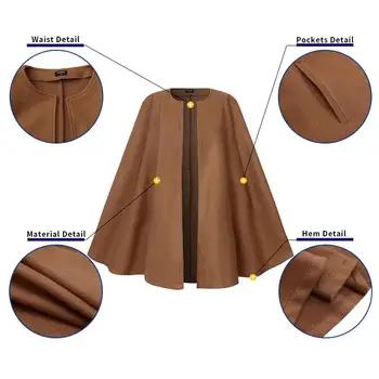 S-5XL Dámske Bundy Cape Coats Vintage Bežné Otvoriť Predné Farbou Srsti VONDA 2021 Žena Plus Veľkosť Bundy Bežné Outwears