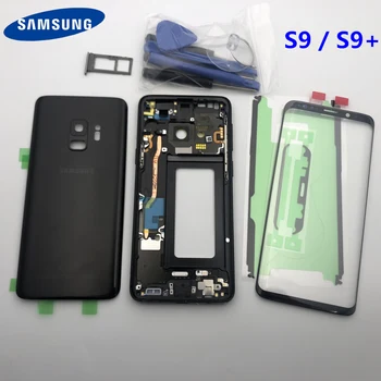 S9 Originál Plnej Bývanie Prípade Zadný Kryt + LCD Predné Krycie Sklo Objektívu + Stredný Rám Pre Samsung Galaxy S9 G960 G965F S9 Plus