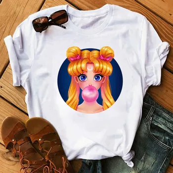 Sailor Moon 90. rokov Vtipné Tričko Ženy Harajuku Ullzang Kawaii Grafické Oblečenie Tričko