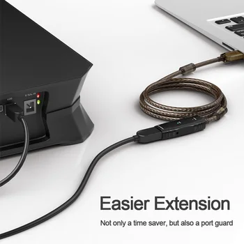 SAMZHE USB 2.0 Extender Kábel Signálu Posilniť Dátový Kábel Výkonný Čip vo Vnútri Podporu DC Napájanie Rozhranie 5m Kábel
