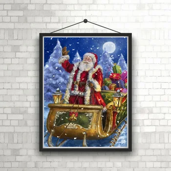 Santa Claus DIY 5D Diamond Maľovanie Plný Vrták Kolo Diamond Výšivky Drahokamu Mozaiky Cartoon Vianočné Snehuliak Domova