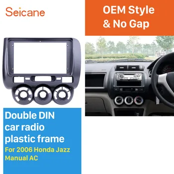 Seicane 9 palcový Šedá Auto Rám na rok 2006 Honda Jazz Manual AC Audio Dash Výbava Fascia Panel Auta