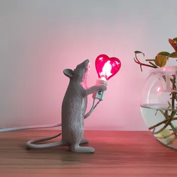 Seletti Ružová Myši Nočné Osvetlenie, Taliansko Zvierat Živice Potkan Stolové Lampy, Spálňa Srdce-odtieň Roztomilý Led Stolná Lampa, Nočné Svietidlá
