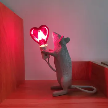Seletti Ružová Myši Nočné Osvetlenie, Taliansko Zvierat Živice Potkan Stolové Lampy, Spálňa Srdce-odtieň Roztomilý Led Stolná Lampa, Nočné Svietidlá