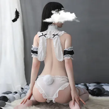 Sexy Roztomilý Kawaii Kostýmy pre Ženy Playboy Bunny Dievča Krava Cosplay Roleplay Slúžka Oblečenie Halloween Anime Bielizeň Striptérka Handričkou