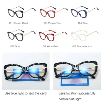 SHAUNA Anti-Modré Svetlo Crystal Fazetované Sklá Rám Módne Ženy TR90 Cat Eye Optické Rámy Pružiny Závesov