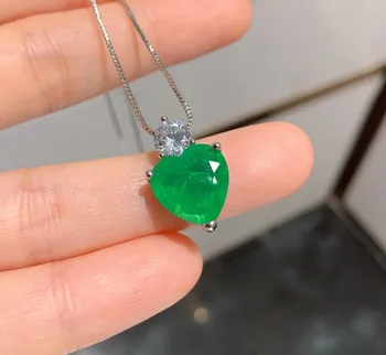 Shipei 925 Sterling Silver Srdce Emerald Vytvorené Moissanite Drahokam Náušnice/Prívesok/Náhrdelník Svadobné Šperky, Zásnubné Sady