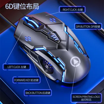 Silver Eagle G5 Stlmiť Wired Mouse Šesť Tlačidlo Svetelná Hernej Myši Mechanické Príslušenstvo K Počítačom