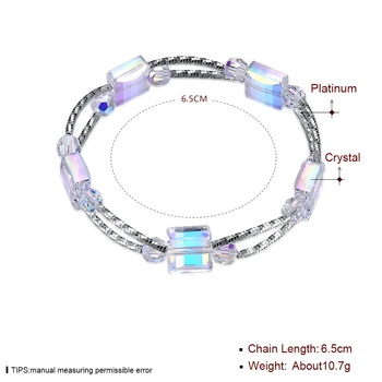 SILVERHOO Náramok Náramky Pre Ženy 925 Sterling Silver Geometrické Námestie Rakúsko Crystal zobrazili kľúčové tlačidlá Pre Náramky Jemné Šperky