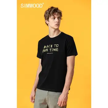 SIMWOOD 2020 lete nové písmeno tlač bavlna t-shirt mužov módne topy plus veľkosť vysoko kvalitné značky oblečenia SJ170553