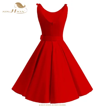 SISHION Swing Inšpirovaný Retro Pin Up Vintage Šaty VD1154 Tunika vestidos Ženy Špagety Pásik Modrá Červená Čierna Šaty