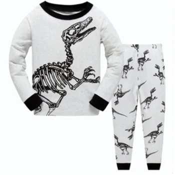 Sivá Dino Fosílnych Baby Boy Šaty, Oblek Bavlna Deti Pyžamá Oblečenie Set sa Cartoon Dinosaura Dieťa Boys Sleepwear Pyžamá 1-7year