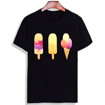 Skipoem Vtipné Tričko Estetické Harajuku Ice cream Bavlny O Neck T Shirt Plus Veľkosť Krátky Rukáv Značky Žena T-Shirt Femme