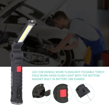 Skladacie COB LED Pracovné Svetlo Prenosný Reflektor s Magnetickou Základňou Klip USB Nabíjanie Opravy Horák, Pohyblivé Pracovné Svetlo Blesku