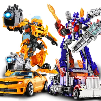 Skutočné Transformátory 5 Model Auta Hračka Robot Optimus Prime Bumblebee Dinosaura Garáž Auta Zliatiny Verzia Detí Darček