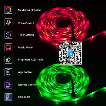 SMD 5050 Led Pásy Svetlo RGB Smart Wifi APP Riadenie Vodotesný 5m 10m Led Páska Flexibilné Pásky Led svetlá pre kuchyňa Vianoce