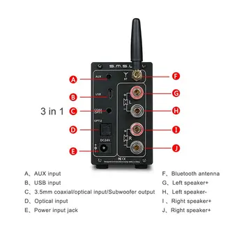 SMSL AD18 Audio Digitálny Zosilňovač Bluetooth 4.2 USB DAC Zosilňovač Hráč DAC Hifi Zosilňovač 2.1 Stereo Profesionálne 80W Amp