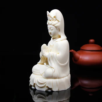 Sochy Guanyin s ruky zložené na požehnanie，Nádherné ručne vyrezávané，Moderného umenia, socha，High-end Domáce Dekorácie Remeslá