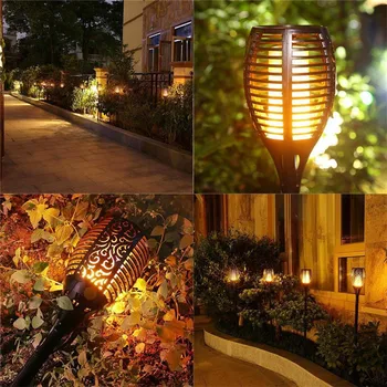 Solárne Plameň Lampy Blikanie IP65 Vodeodolný LED Záhradné Dekorácie Krajiny Svetlo Trávnik Lampa Cesta Osvetlenie Pochodeň Svetla Reflektorov,