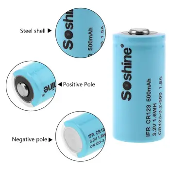 Soshine 4pcs IFR CR123 3.2 V 500mAh LiFePO4 Nabíjateľnú Batériu + Batéria Box pre Blesk / Svetlomet / Kamery Vysokej Kvality