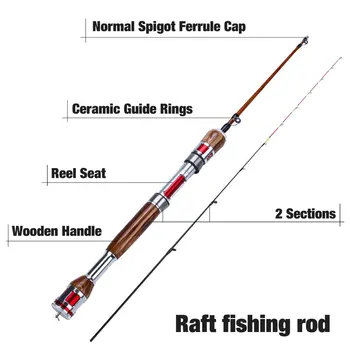 Sougayilang Najvyššej Kvality, 2 Sekcie Uhlíkových Vlákien 123cm Raft Rod Ice Rybársky Prút s Ľahký Drevenou Rukoväťou, Zimné Rybársky Prút
